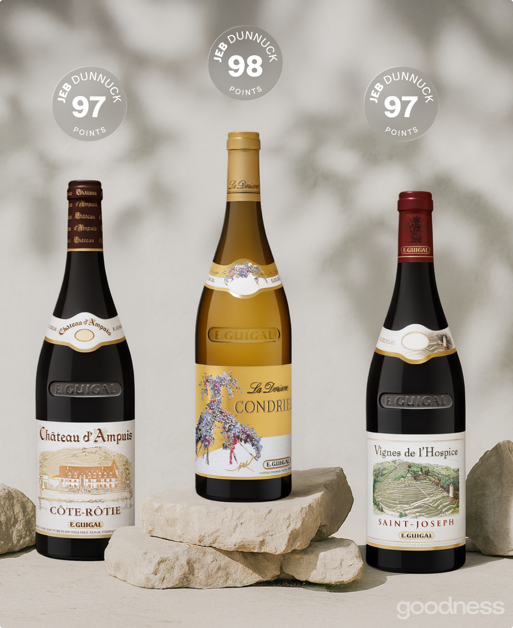 Guigal Condrieu “La Doriane” 2023, Côte-Rôtie “Château d’Ampuis” 2019, Saint-Joseph “Vignes de l’Hospice” 2022